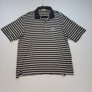 Peter Millar Polo Shirt Mens Large Navy Striped Ritz Carlton Jupiter Golf Cotton